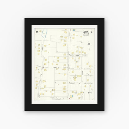Old map wall art mockup — black gallery frame with white mat — Sanborn Fire Insurance Map from Wanaque, Passaic County, New Jersey (1923), Sheet #0002