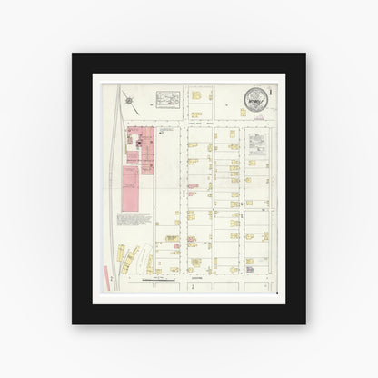 Old map wall art mockup — black gallery frame with white mat — Sanborn Fire Insurance Map from Mount Wolf, York County, Pennsylvania (1913) - Complete Map Set