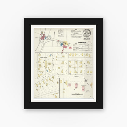 Old map wall art mockup — black gallery frame with white mat — Sanborn Fire Insurance Map from Milton, Rock County, Wisconsin (1909) - Complete Map Set