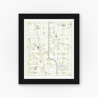 Old map wall art mockup — black gallery frame with white mat — Sanborn Fire Insurance Map from Lagrange, LaGrange County, Indiana (1910), Sheet #0003