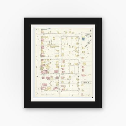 Old map wall art mockup — black gallery frame with white mat — Sanborn Fire Insurance Map from Batavia, Clermont County, Ohio (1911), Sheet #0003