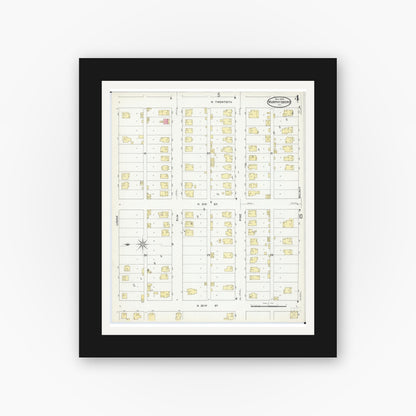 Old map wall art mockup — black gallery frame with white mat — Sanborn Fire Insurance Map from Murphysboro, Jackson County, Illinois (1909), Sheet #0004