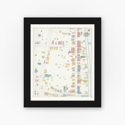 Old map wall art mockup — black gallery frame with white mat — Sanborn Fire Insurance Map from Royersford, Montgomery County, Pennsylvania (1902), Sheet #0002