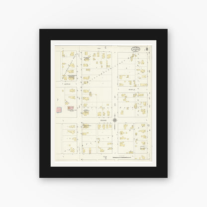 Old map wall art mockup — black gallery frame with white mat — Sanborn Fire Insurance Map from Hudson, St. Croix County, Wisconsin (1912), Sheet #0008