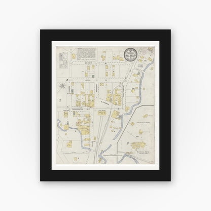 Old map wall art mockup — black gallery frame with white mat — Sanborn Fire Insurance Map from Mill Valley, Marin County, California (1903) - Complete Map Set