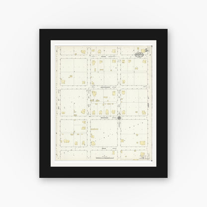 Old map wall art mockup — black gallery frame with white mat — Sanborn Fire Insurance Map from Memphis, Hall County, Texas (1914), Sheet #0005