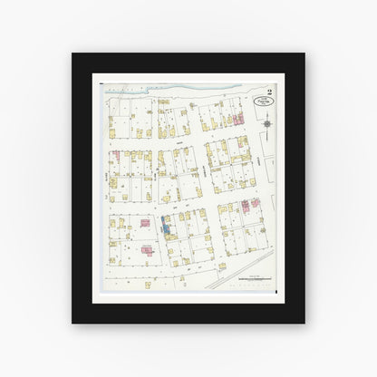 Old map wall art mockup — black gallery frame with white mat — Sanborn Fire Insurance Map from Piketon, Pike County, Ohio (1921), Sheet #0002
