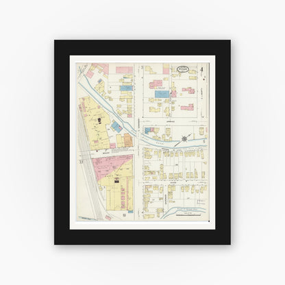 Old map wall art mockup — black gallery frame with white mat — Sanborn Fire Insurance Map from Rome, Oneida County, New York (1914), Sheet #0004