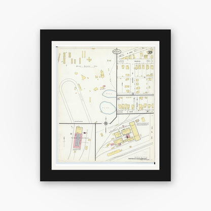 Old map wall art mockup — black gallery frame with white mat — Sanborn Fire Insurance Map from Newark, Licking County, Ohio (1912), Sheet #0039