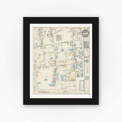Old map wall art mockup — black gallery frame with white mat — Sanborn Fire Insurance Map from Saint Augustine, Saint John's County, Florida (1884) - Complete Map Set