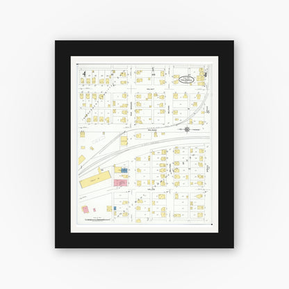 Old map wall art mockup — black gallery frame with white mat — Sanborn Fire Insurance Map from Caldwell, Noble County, Ohio (1923), Sheet #0004