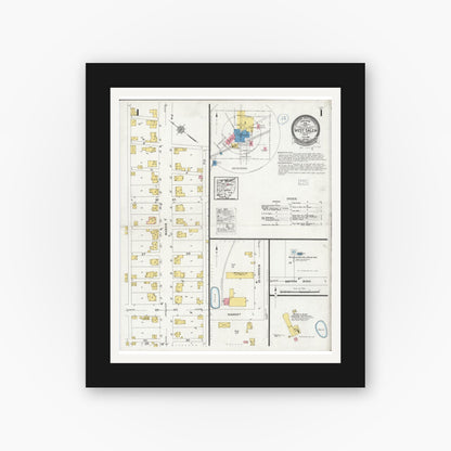 Old map wall art mockup — black gallery frame with white mat — Sanborn Fire Insurance Map from West Salem, Wayne County, Ohio (1926) - Complete Map Set