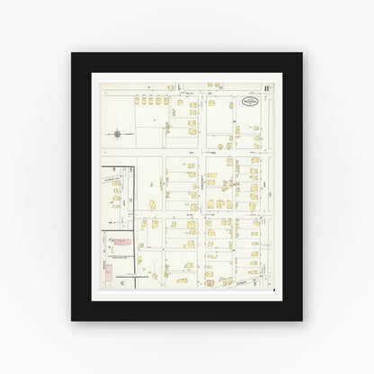 Old map wall art mockup — black gallery frame with white mat — Sanborn Fire Insurance Map from Indiana, Indiana County, Pennsylvania (1910), Sheet #0008