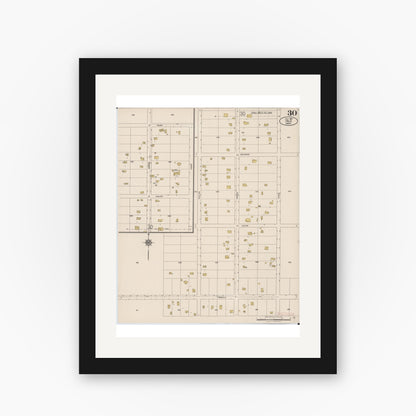 Old map wall art mockup — black gallery frame with white mat — Sanborn Fire Insurance Map from Hilo, Hawaii County, Hawaii (1921), Sheet #0030
