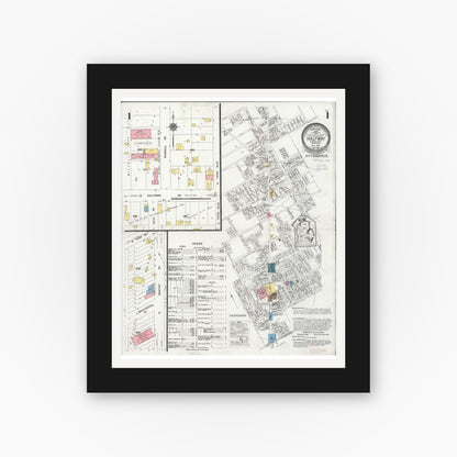 Old map wall art mockup — black gallery frame with white mat — Sanborn Fire Insurance Map from Halfway, Macomb County, Michigan (1925), Sheet #0001