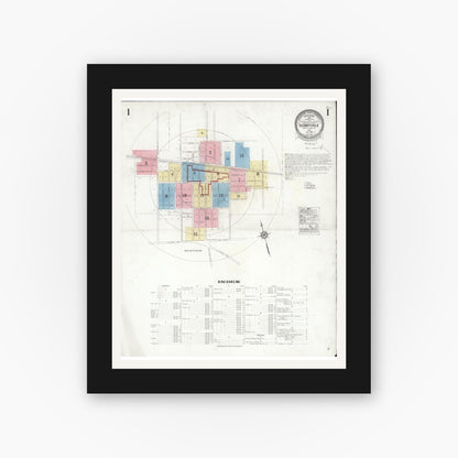 Old map wall art mockup — black gallery frame with white mat — Sanborn Fire Insurance Map from Sunnyvale, Santa Clara County, California (1930) - Complete Map Set