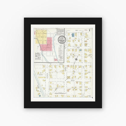 Old map wall art mockup — black gallery frame with white mat — Sanborn Fire Insurance Map from Syracuse, Kosciusko County, Indiana (1910) - Complete Map Set