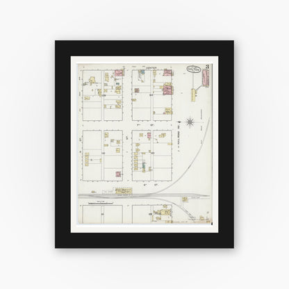 Old map wall art mockup — black gallery frame with white mat — Sanborn Fire Insurance Map from Colton, San Bernardino County, California (1887), Sheet #0003