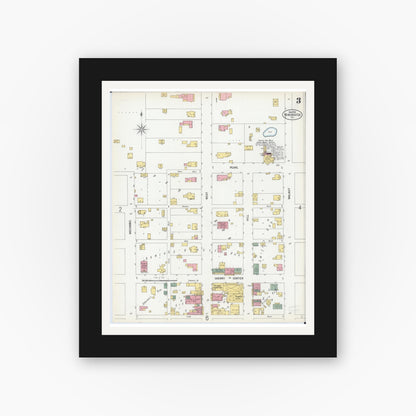 Old map wall art mockup — black gallery frame with white mat — Sanborn Fire Insurance Map from Winchester, Scott County, Illinois (1900), Sheet #0003