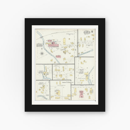 Old map wall art mockup — black gallery frame with white mat — Sanborn Fire Insurance Map from Friendship, Allegany County, New York (1897), Sheet #0002