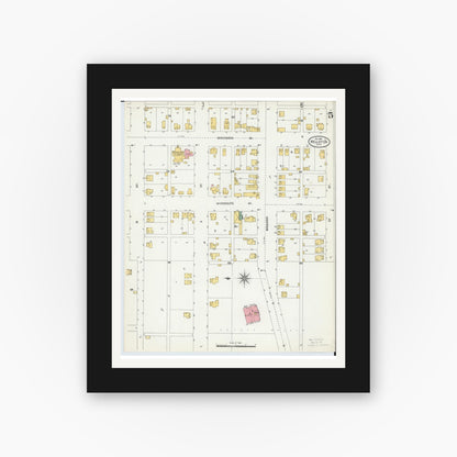 Old map wall art mockup — black gallery frame with white mat — Sanborn Fire Insurance Map from Wellston, Jackson County, Ohio (1904), Sheet #0005