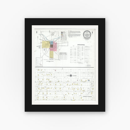 Old map wall art mockup — black gallery frame with white mat — Sanborn Fire Insurance Map from Zumbrota, Goodhue County, Minnesota (1948) - Complete Map Set