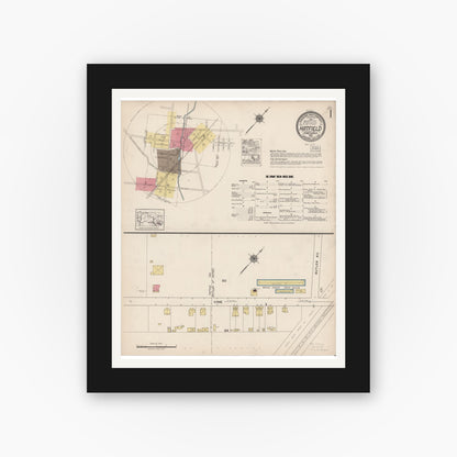 Old map wall art mockup — black gallery frame with white mat — Sanborn Fire Insurance Map from Hatfield, Montgomery County, Pennsylvania (1922) - Complete Map Set