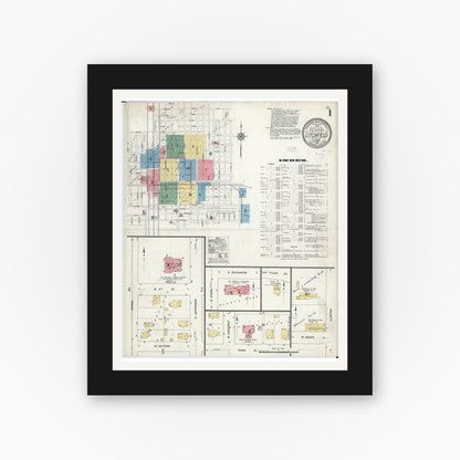Old map wall art mockup — black gallery frame with white mat — Sanborn Fire Insurance Map from Litchfield, Montgomery County, Illinois (1910) - Complete Map Set