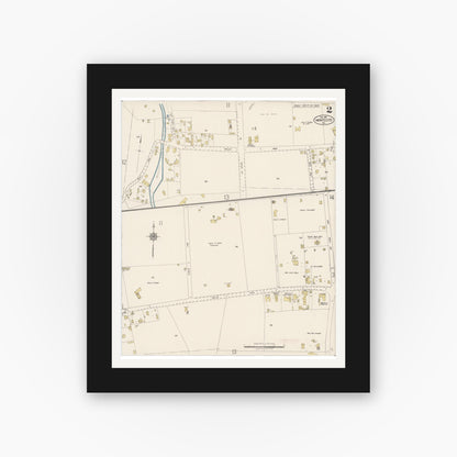Old map wall art mockup — black gallery frame with white mat — Sanborn Fire Insurance Map from Montecito, Santa Barbara County, California (1918), Sheet #0002