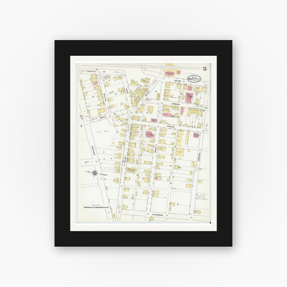 Old map wall art mockup — black gallery frame with white mat — Sanborn Fire Insurance Map from Marysville, Perry County, Pennsylvania (1911), Sheet #0003