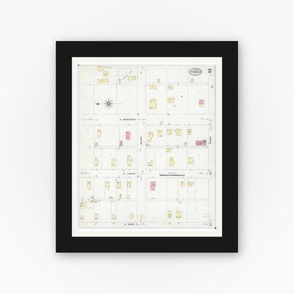 Old map wall art mockup — black gallery frame with white mat — Sanborn Fire Insurance Map from Hinsdale, Du Page And Cook Counties, Illinois (1909), Sheet #0002