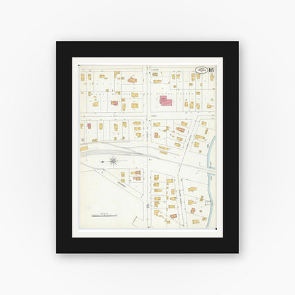 Old map wall art mockup — black gallery frame with white mat — Sanborn Fire Insurance Map from Neenah, Winnebago County, Wisconsin (1906), Sheet #0016