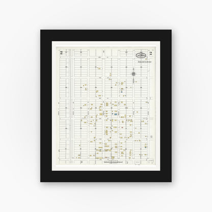 Old map wall art mockup — black gallery frame with white mat — Sanborn Fire Insurance Map from Lake Worth, Palm Beach County, Florida (1924), Sheet #0002