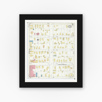 Old map wall art mockup — black gallery frame with white mat — Sanborn Fire Insurance Map from Clare, Clare County, Michigan (1910), Sheet #0003