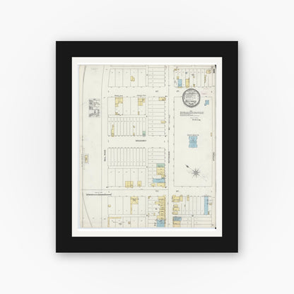 Old map wall art mockup — black gallery frame with white mat — Sanborn Fire Insurance Map from Ballinger, Runnels County, Texas (1896) - Complete Map Set