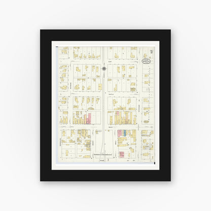 Old map wall art mockup — black gallery frame with white mat — Sanborn Fire Insurance Map from Manton, Wexford County, Michigan (1910), Sheet #0002