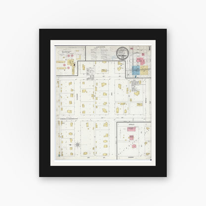 Old map wall art mockup — black gallery frame with white mat — Sanborn Fire Insurance Map from Chatsworth, Livingston County, Illinois (1899) - Complete Map Set