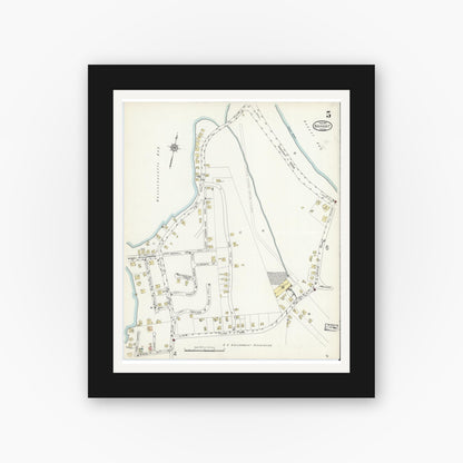 Old map wall art mockup — black gallery frame with white mat — Sanborn Fire Insurance Map from Nahant, Essex County, Massachusetts (1914), Sheet #0005