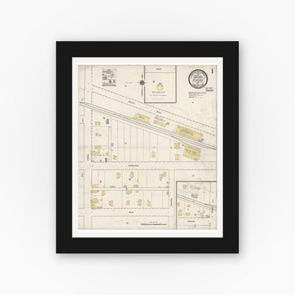 Old map wall art mockup — black gallery frame with white mat — Sanborn Fire Insurance Map from Rivera, Los Angeles County, California (1910) - Complete Map Set
