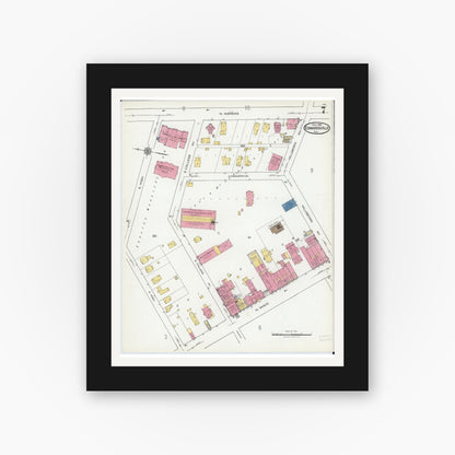 Old map wall art mockup — black gallery frame with white mat — Sanborn Fire Insurance Map from Edwardsville, Madison County, Illinois (1921), Sheet #0007
