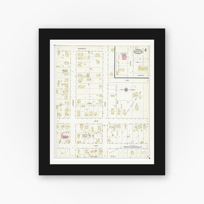Old map wall art mockup — black gallery frame with white mat — Sanborn Fire Insurance Map from Seneca, La Salle County, Illinois (1913), Sheet #0004