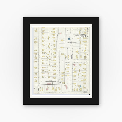 Old map wall art mockup — black gallery frame with white mat — Sanborn Fire Insurance Map from Delta, Fulton County, Ohio (1905), Sheet #0010