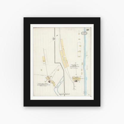 Old map wall art mockup — black gallery frame with white mat — Sanborn Fire Insurance Map from Orange, Orange County, Texas (1896), Sheet #0010