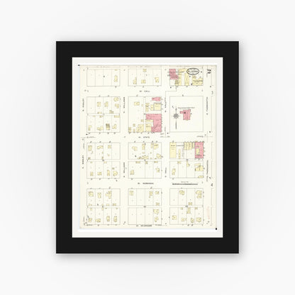 Old map wall art mockup — black gallery frame with white mat — Sanborn Fire Insurance Map from Algona, Kossuth County, Iowa (1913), Sheet #0002