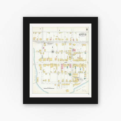 Old map wall art mockup — black gallery frame with white mat — Sanborn Fire Insurance Map from New Bethlehem, Clarion County, Pennsylvania (1904), Sheet #0002