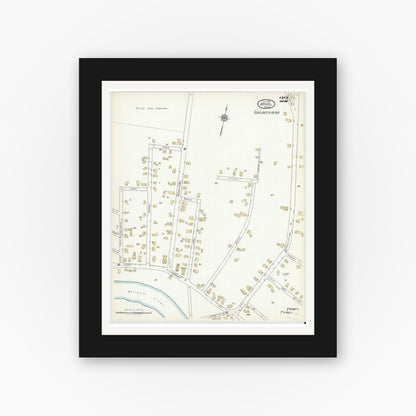 Old map wall art mockup — black gallery frame with white mat — Sanborn Fire Insurance Map from Athol, Worcester County, Massachusetts (1917), Sheet #0022