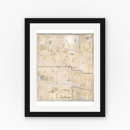 Old map wall art mockup — black gallery frame with white mat — Sanborn Fire Insurance Map from Honokaa, Hawaii County, Hawaii (1956), Sheet #0002