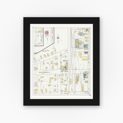 Old map wall art mockup — black gallery frame with white mat — Sanborn Fire Insurance Map from Faribault, Rice County, Minnesota (1921), Sheet #0011