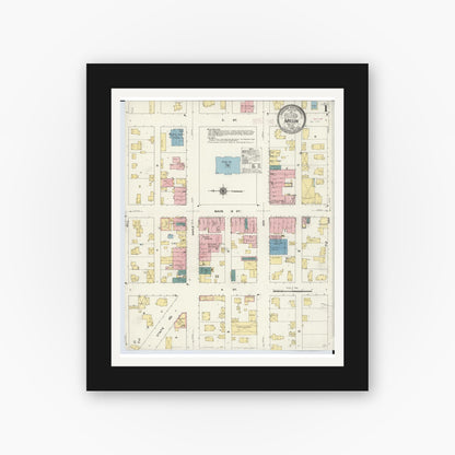 Old map wall art mockup — black gallery frame with white mat — Sanborn Fire Insurance Map from Mason, Ingham County, Michigan (1909) - Complete Map Set