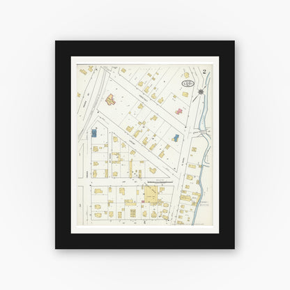 Old map wall art mockup — black gallery frame with white mat — Sanborn Fire Insurance Map from Lodi, Columbia County, Wisconsin (1919), Sheet #0002